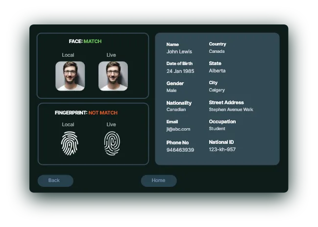 Biometric verification with face and fingerprint
