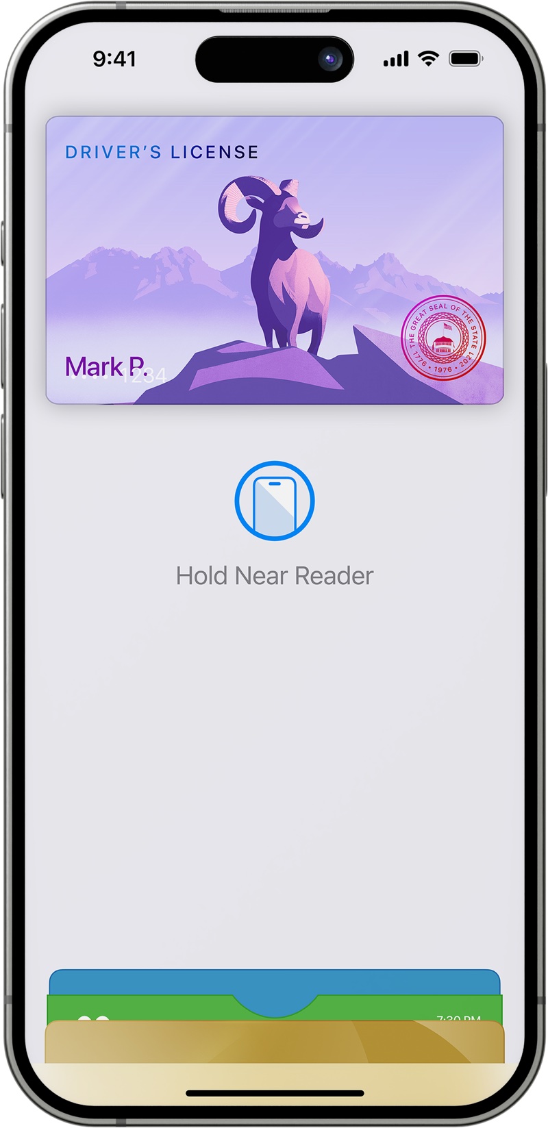 Apple Wallet showing a digital driver's license