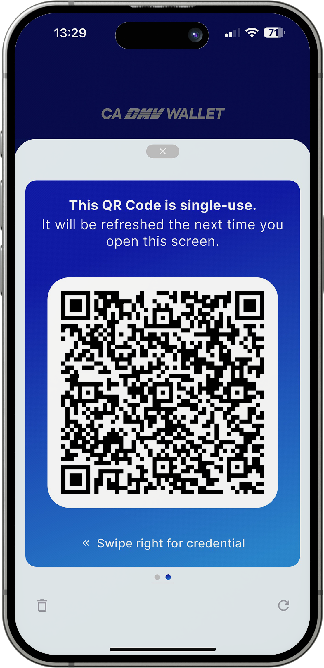 State App showing a digital driver's license