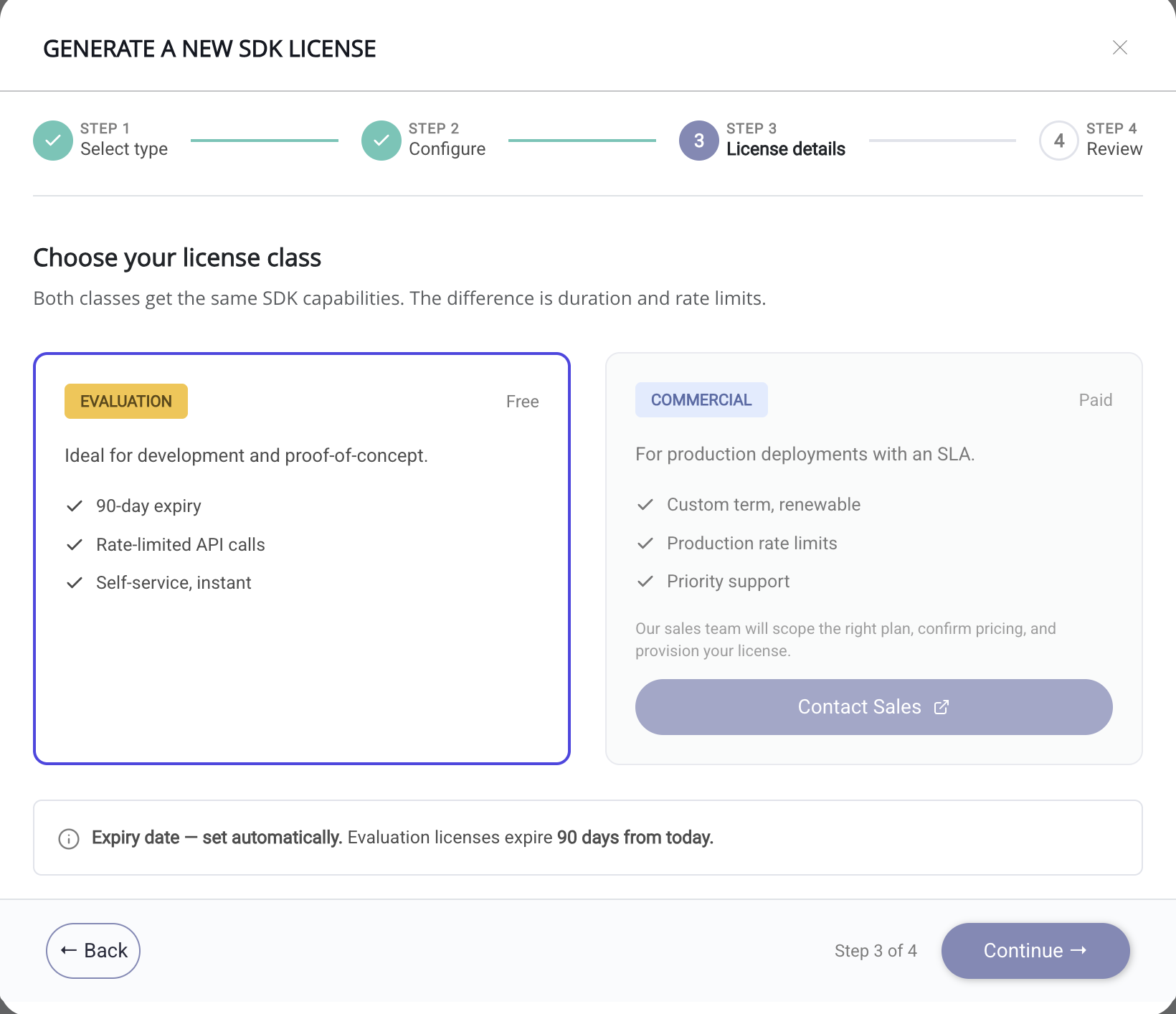 Choose license type