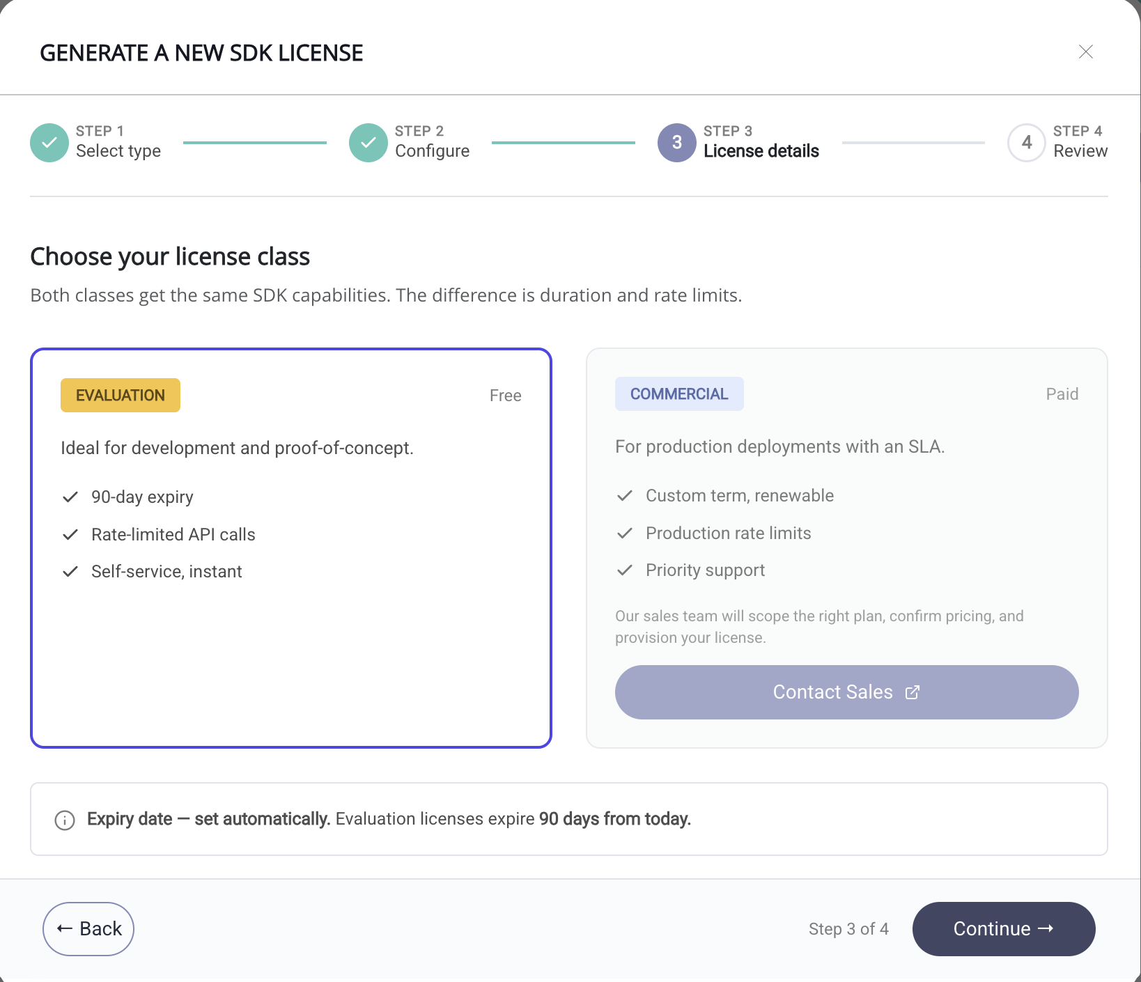 Choose license type